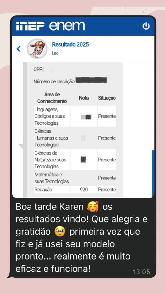 Depoimento de aluna: 920 no ENEM na primeira vez