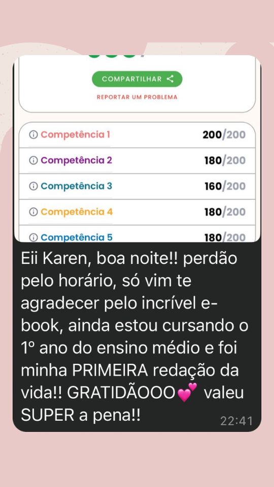 Depoimento de aluna: primeira redação da vida, no 1º ano do ensino médio