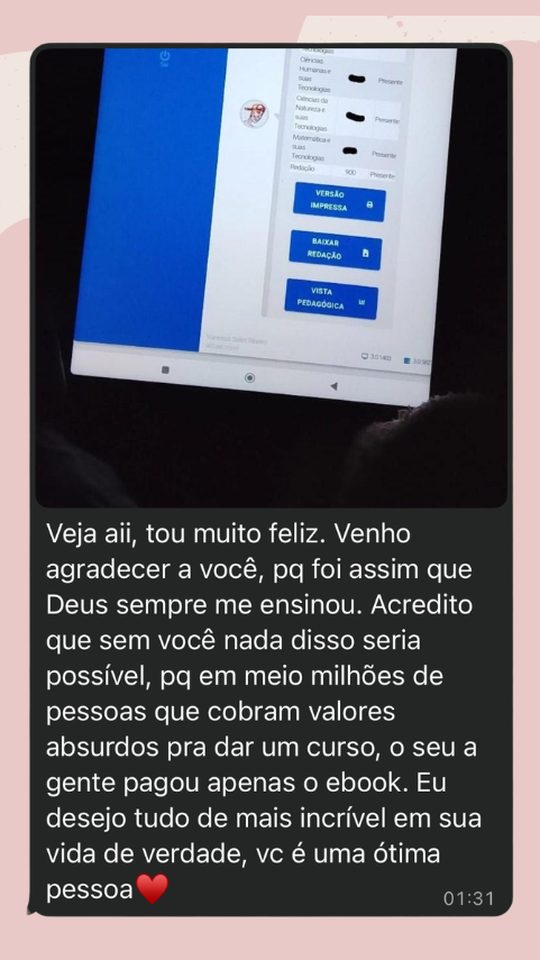Depoimento de aluna: agradecimento pelo ebook