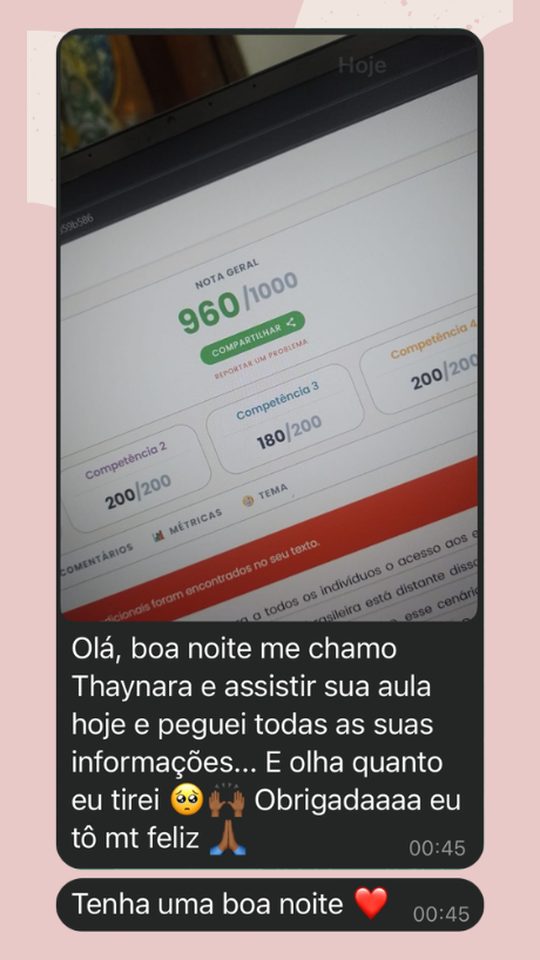 Depoimento de aluna: 960 depois da aula