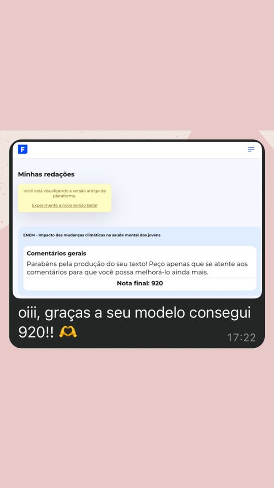 Depoimento de aluna: 920 com o modelo