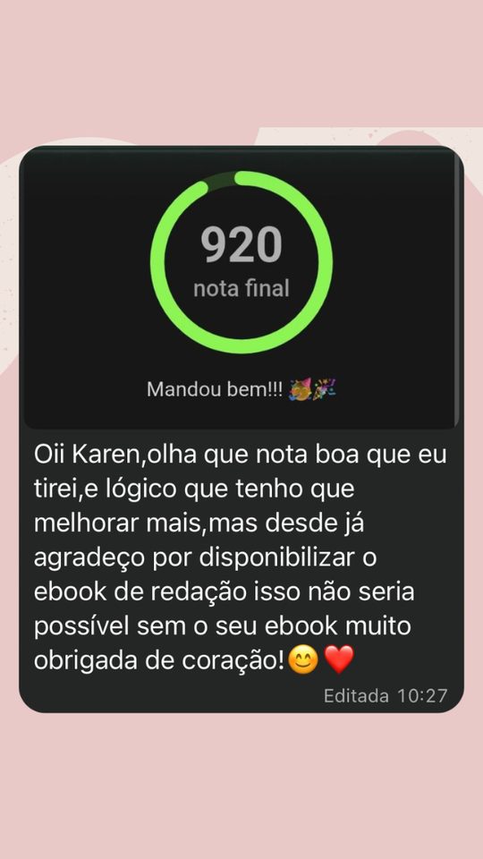 Depoimento de aluna: 920 com o ebook